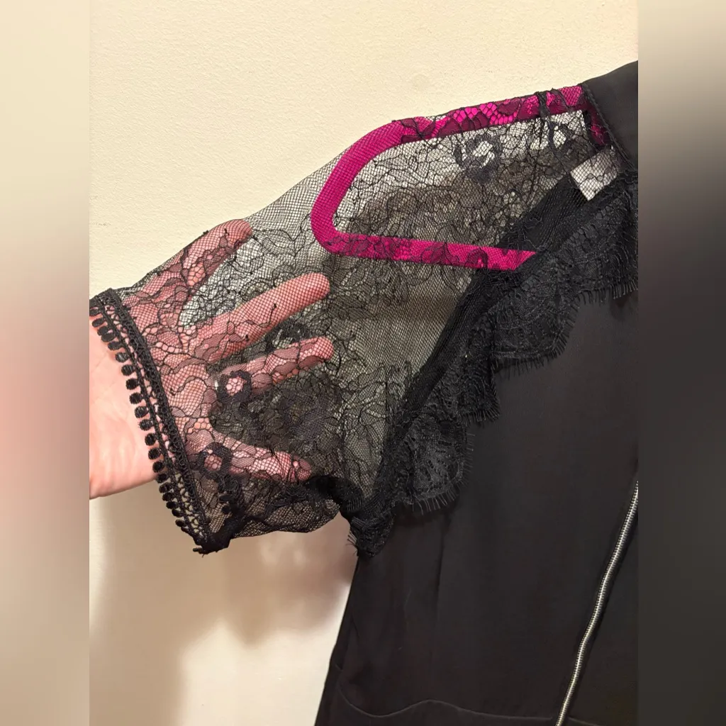 Liquorish Women’s Black Short Sleeve‎ Lace Mix midi Length Dress Size 10 - Image 6