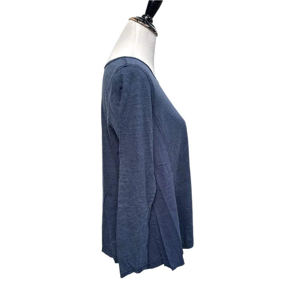 Bordeaux Raw Hem Long Sleeve Shirt Blue Size Medium - Image 3