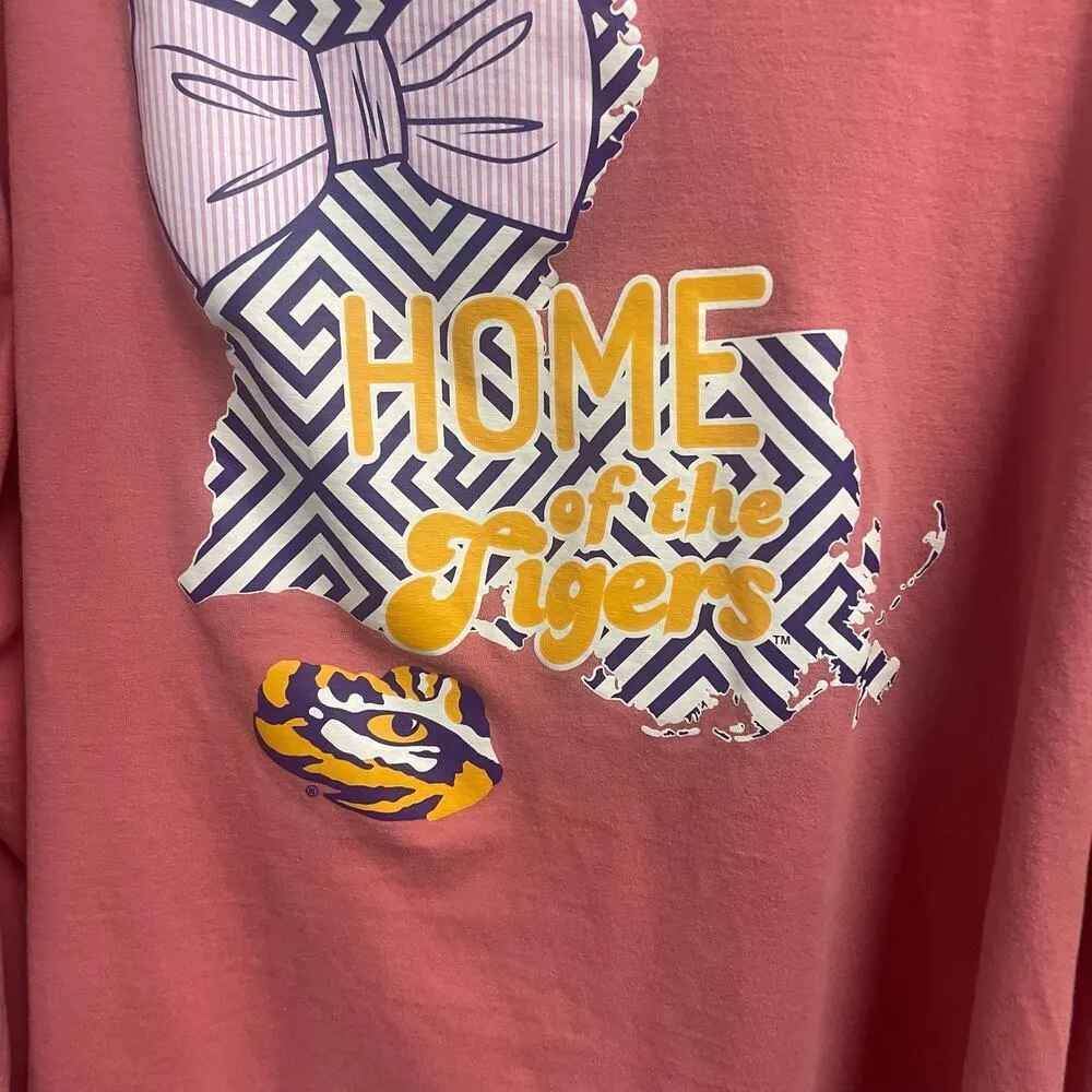 LSU Womens Size 2X Long Sleeve Shirt Tigers Bow Graphic Print Louisiana Pink - Image 5