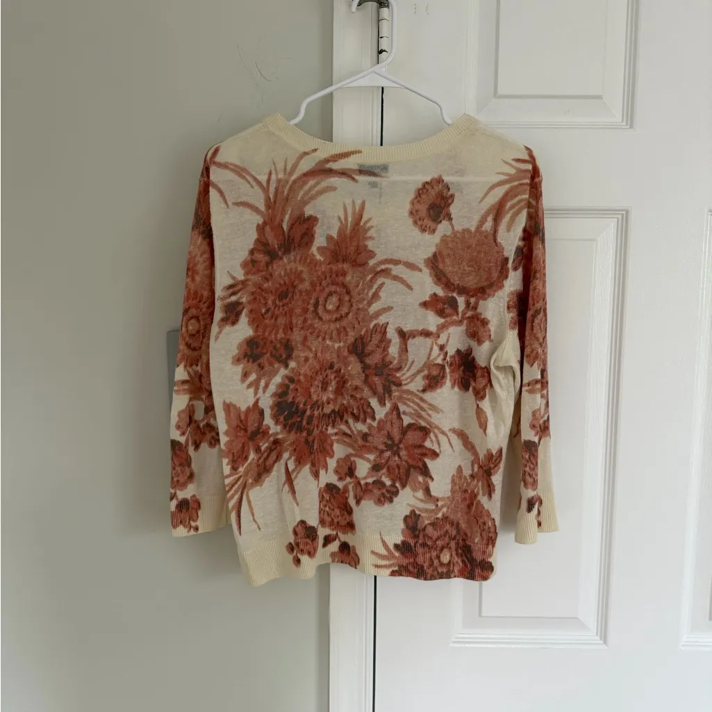 Talbots Women’s Cardigan XL Floral Linen Blend 3/4 Sleeves NWOT Lightweight - Image 8