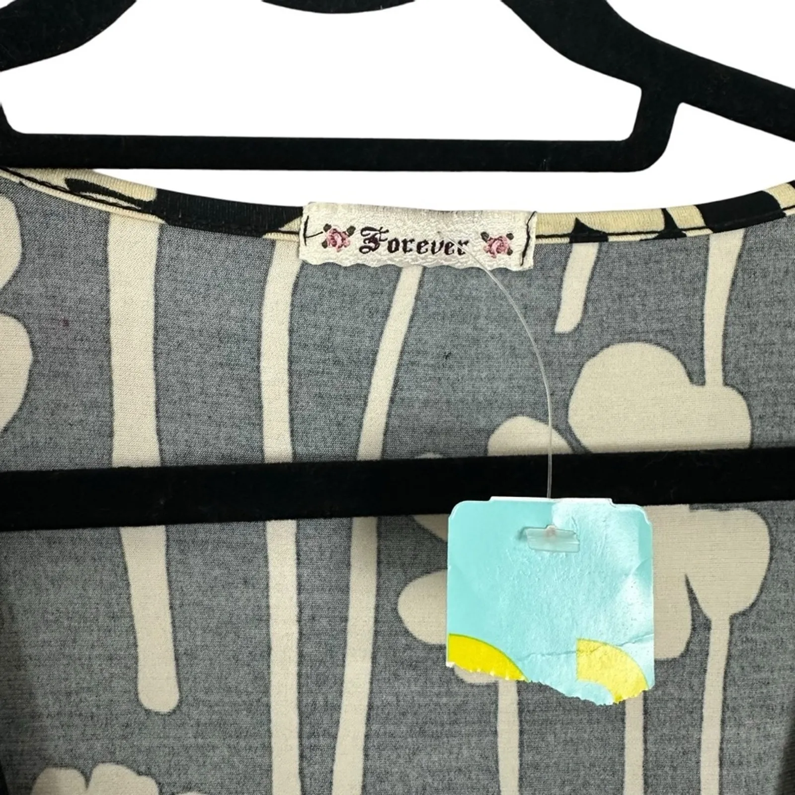 Vintage Forever21 Jersey Wrap Dress Black Floral Junior's Lg Deadstock NWT Boho - Image 7