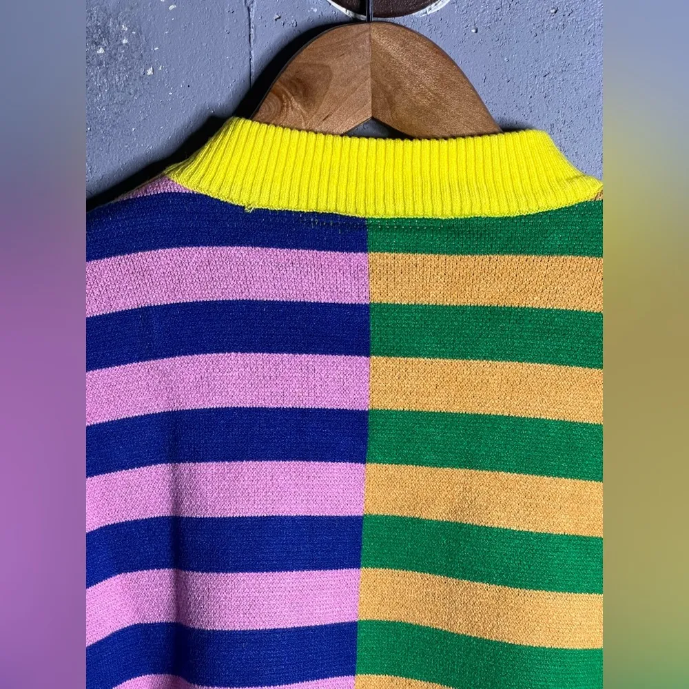 Daisy Street Women's relaxed boxy knit sweater in mix stripe print . size Large - Image 6