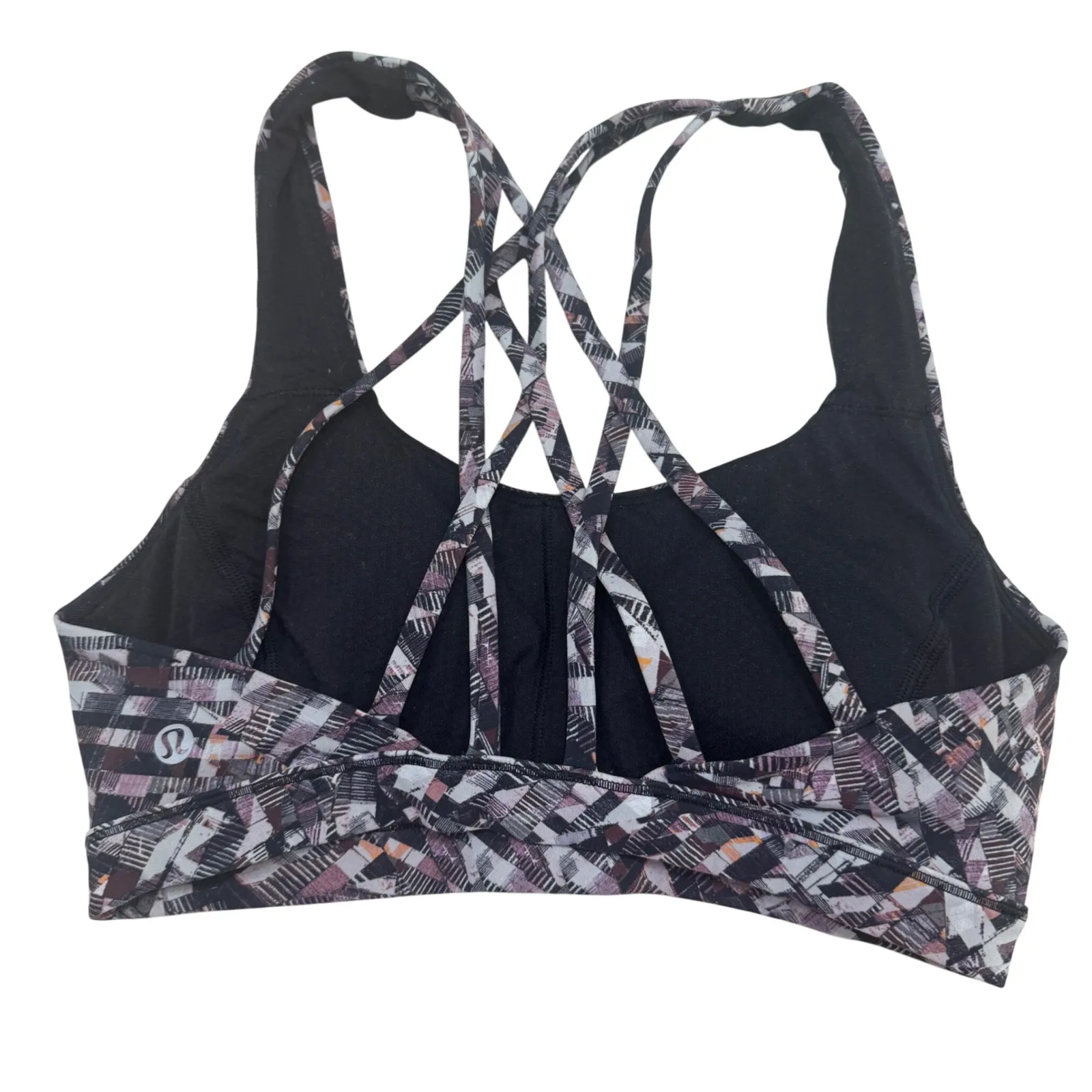 Lululemon Strappy Back Sports Bra Geometric Print Size 4 Workout Gym - Image 2