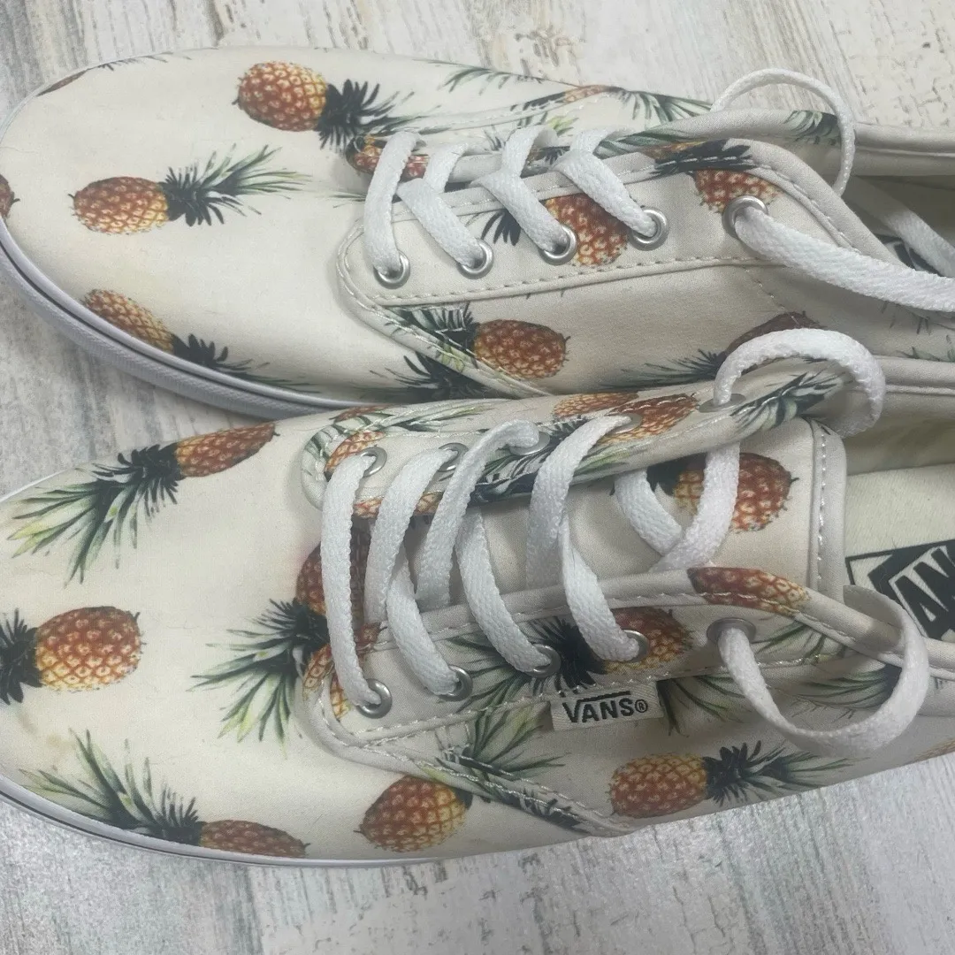Vans Atwood Low Pineapple Print Sneakers Womens Size 9.5 White Lace Up - Image 6