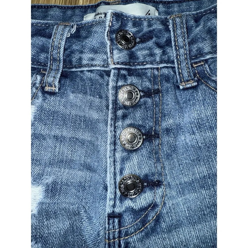 Abercrombie Fitch 4 High Rise Festival Distressed Button Fly Cut Off Jean Shorts - Image 2