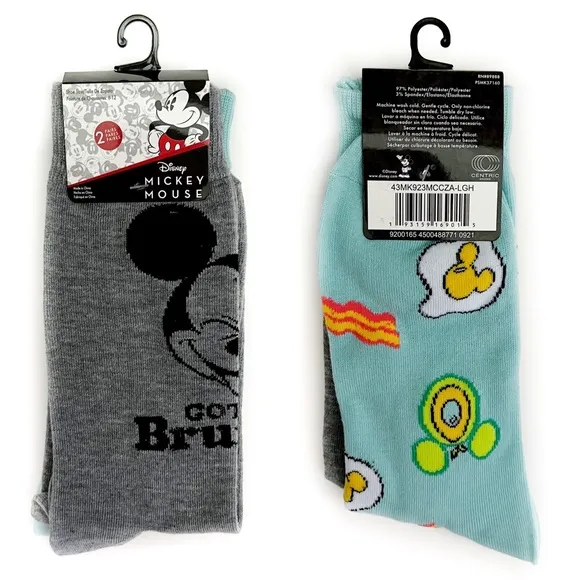 Disney Mickey Mouse Crew Socks Mens Womens Disneyland World Brunch Breakfast - Image 2