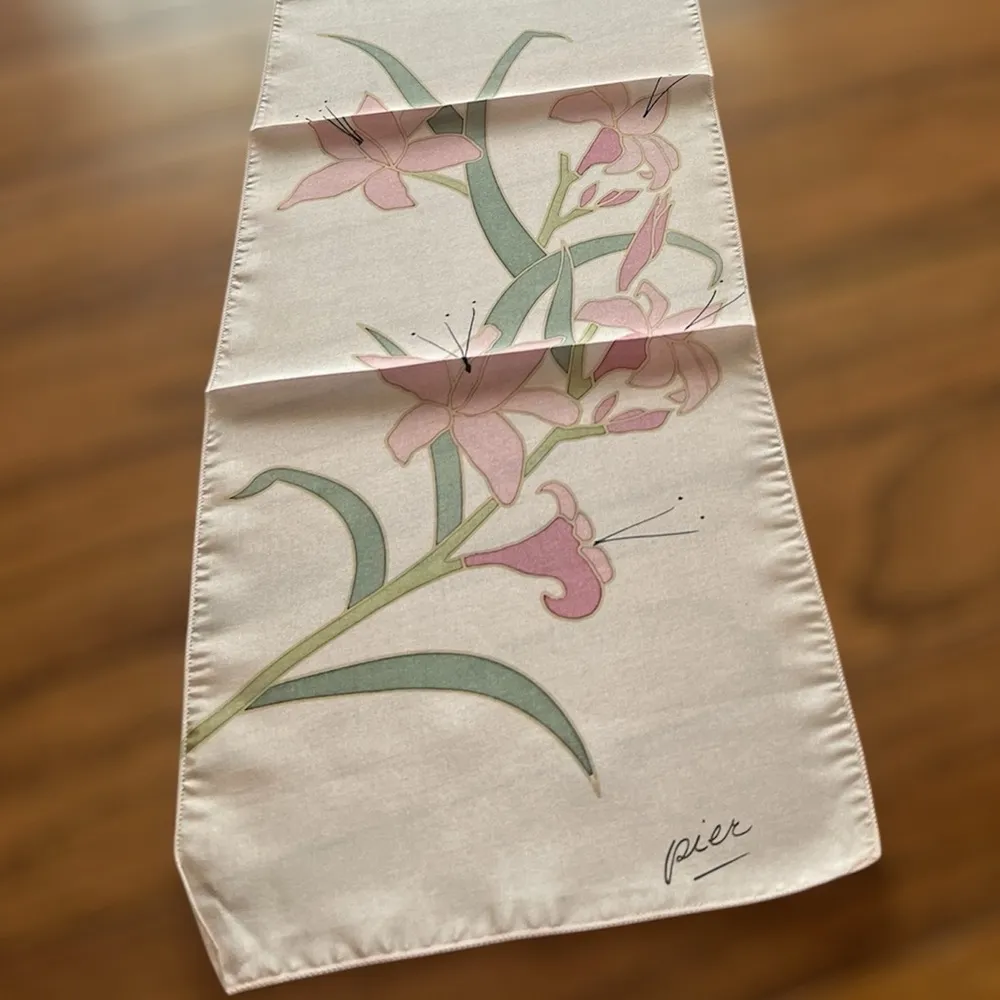 Hand Painted Silk Scarves Set of 3 Blue - Image 2