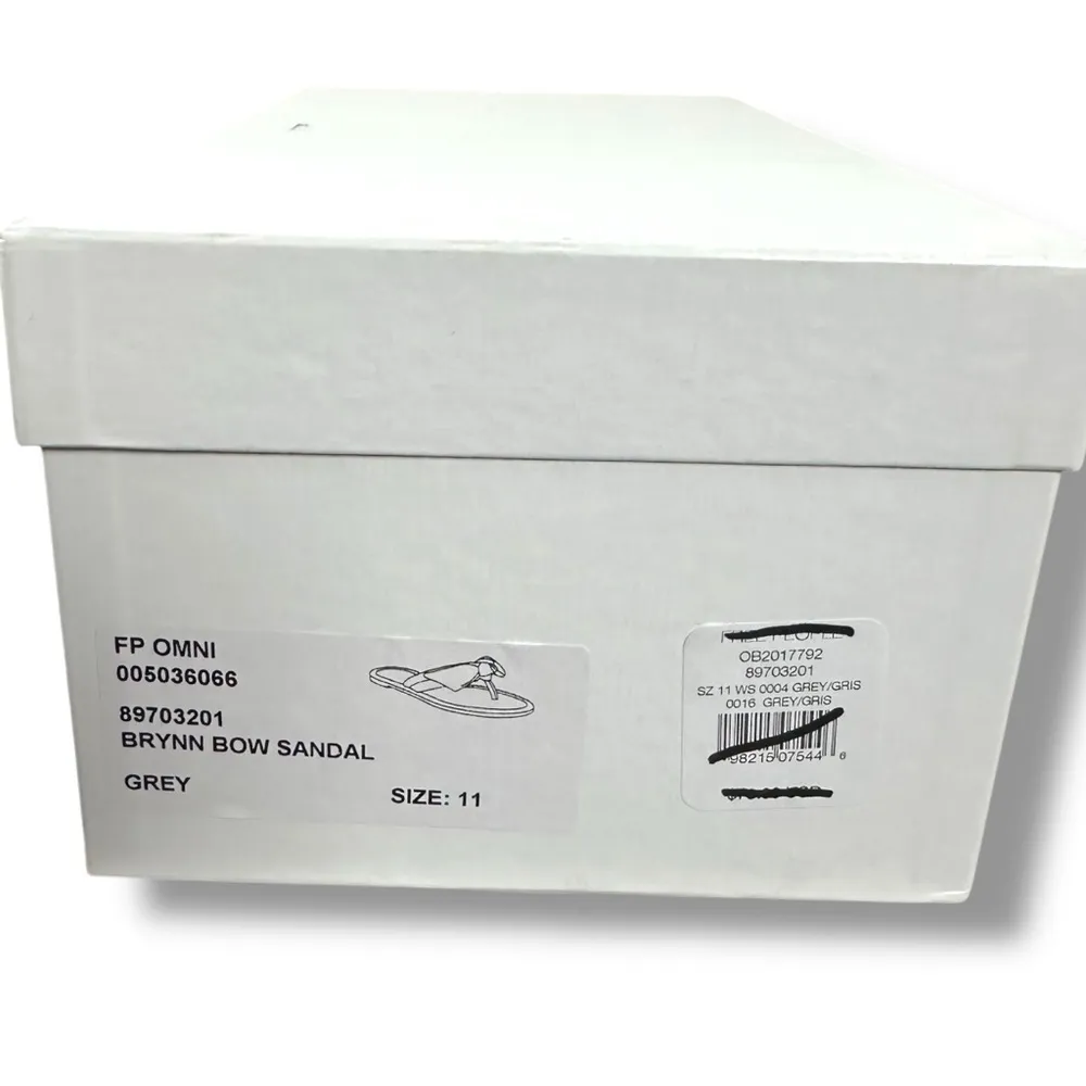 Free People Size 11 Brynn Bow Sandals Grey Nude Flip Flops Thongs Neutral Italy - Image 14