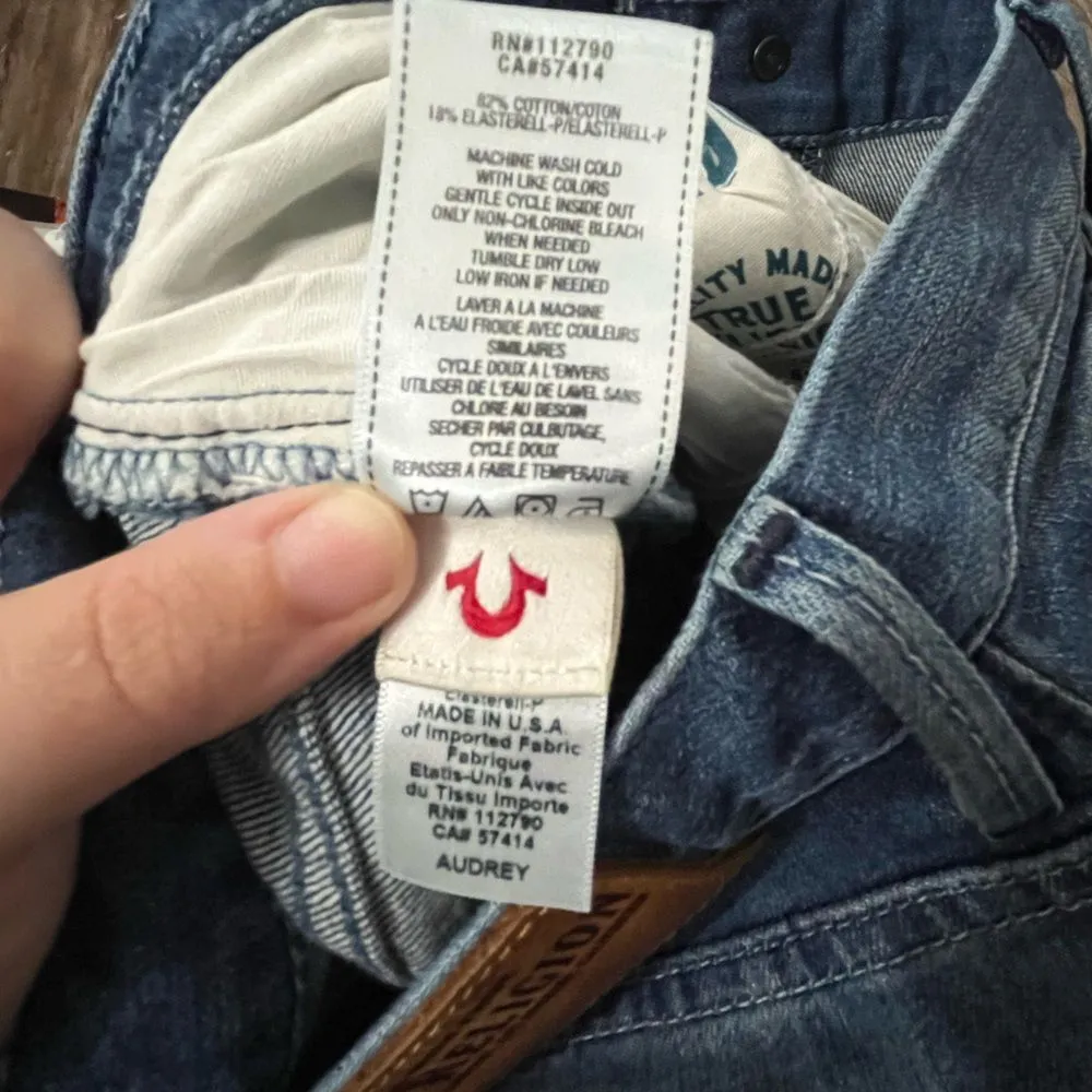 True Religion Audrey Slim Boyfriend Denim Blue Jeans Size 26 Made in the USA - Image 13