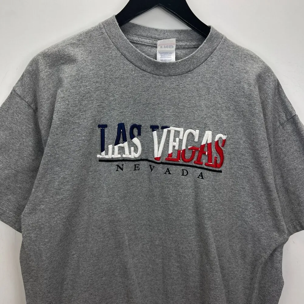 Las Vegas Graphic Tee Large Gray Vintage Y2K Unisex Fit - Image 10