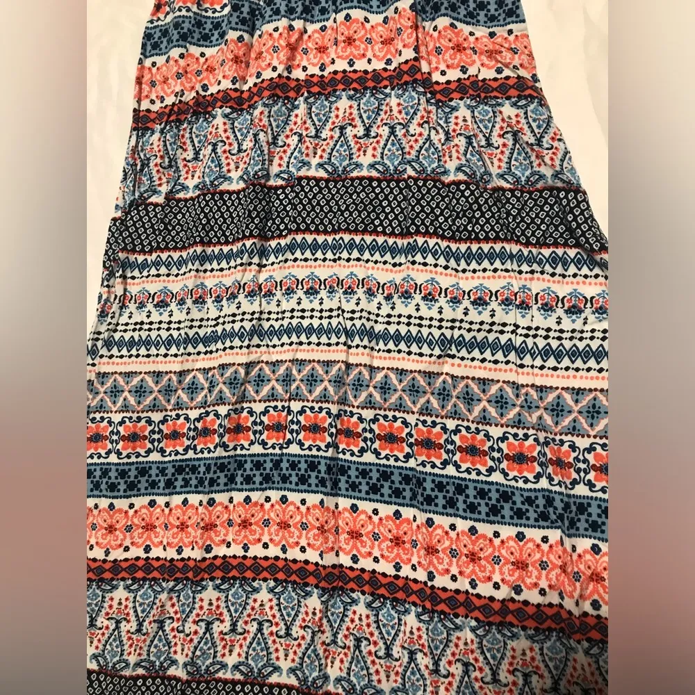 Vintage Wet Seal Women’s Maxi Dress Sleeveless Blue & Orange Aztec Print Size L - Image 4