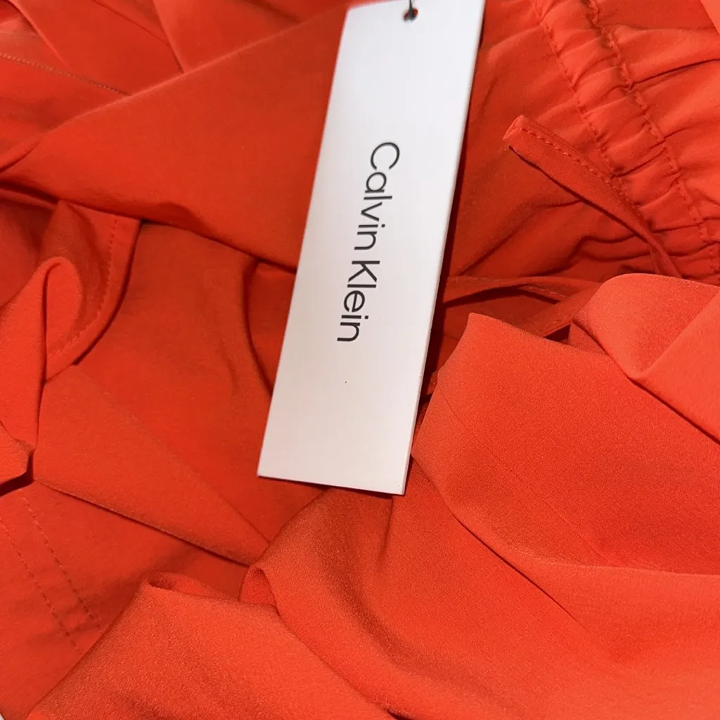 NWT Calvin Klein Comm V-Neck Sleeveless Jumpsuit In Color Flame / Orange - Image 7