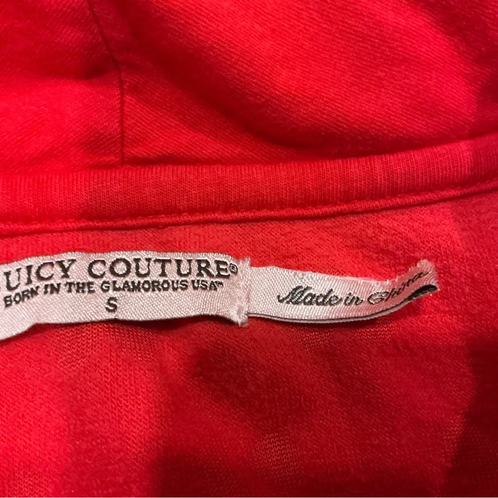 Juicy couture velour red hearts wrap robe ruffle hem babydoll bling embroidered - Image 7