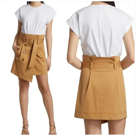 Veronica Beard Jeans Melany Mixed Media Dress White Tan Women's Size L - Image 2