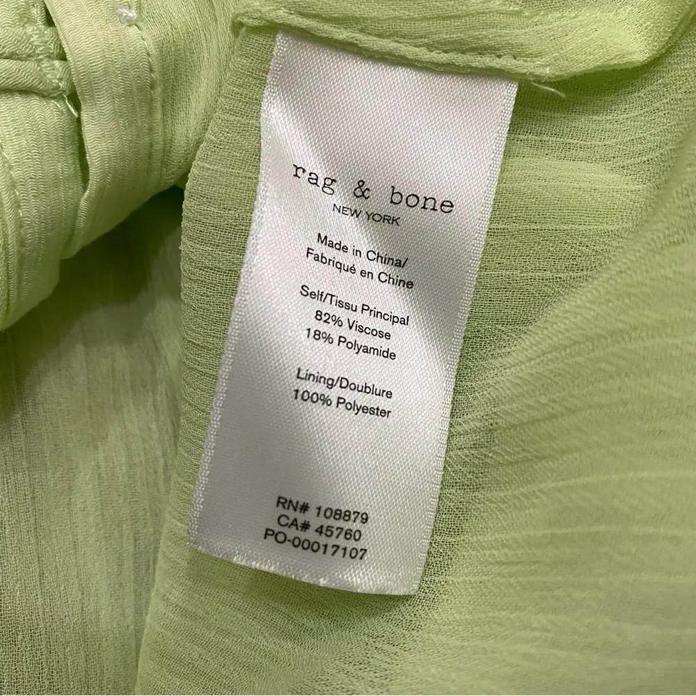 Rag & Bone Bright Green “Libby” Tiered Seam Crinkle Midi Dress Size XS Like New - Image 14