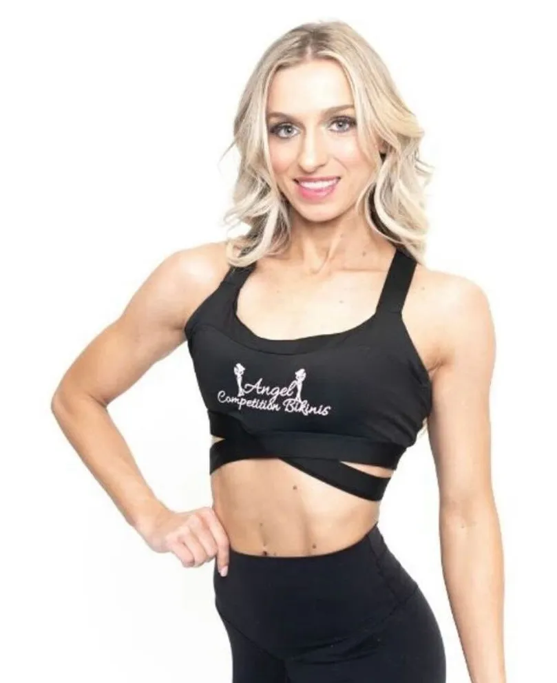ACBikinis NWT Angel Competition Bikinis logo sports bra in Black size medium - Image 1
