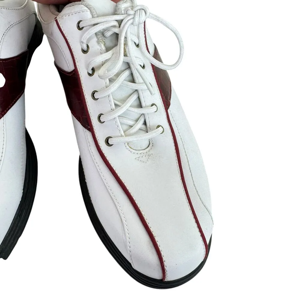 Calloway White Maroon Leather Upper Lace Up Rubber Sole Women's Golf Shoes Sz 9 - Image 3