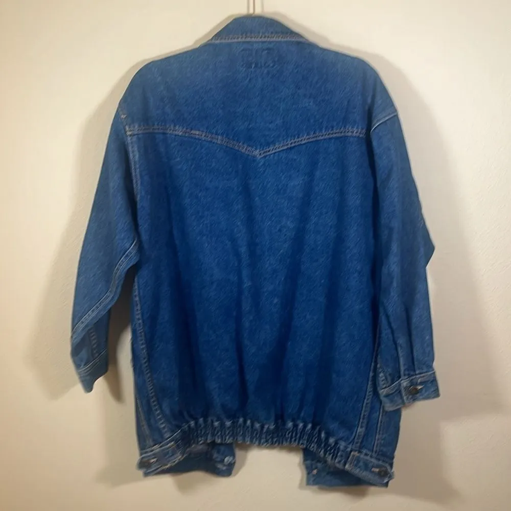 Filippo Totti Vintage Retro 80's Denim Long Hong Kong Y2K Small Jean Jacket Coat Blue - Image 6