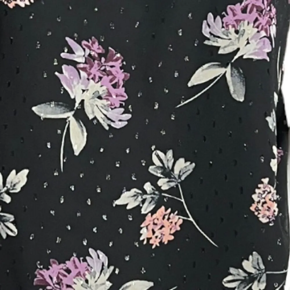 White House Black Market Shirt Womens Small Black Pink Floral One Shoulder Sheer - Image 5