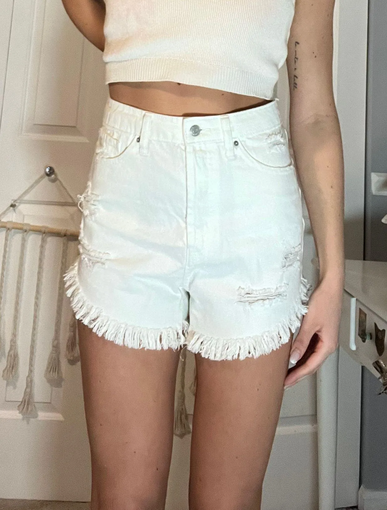 White Jean Shorts - Image 2