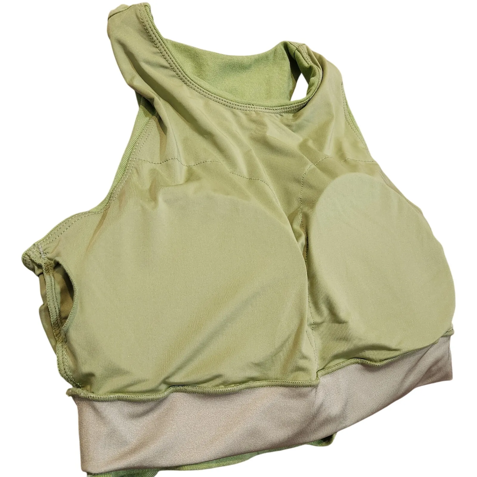 Klassy Network Green High Neck Built-in Bra Top Racerback Brami Crop Tank Medium - Image 6