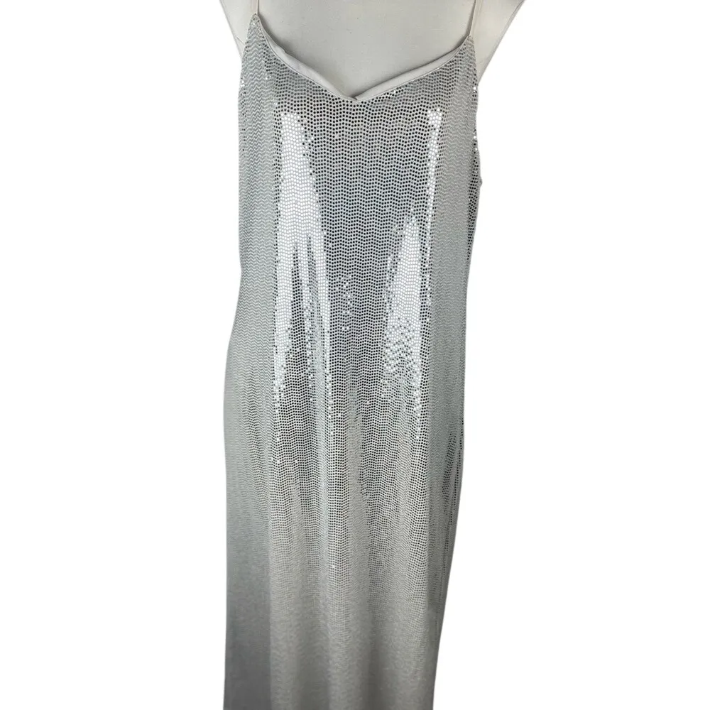 Anne Klein Silver Sequin Cowl Neck Midi Dress Large‎ NWT Holiday Cocktail - Image 2