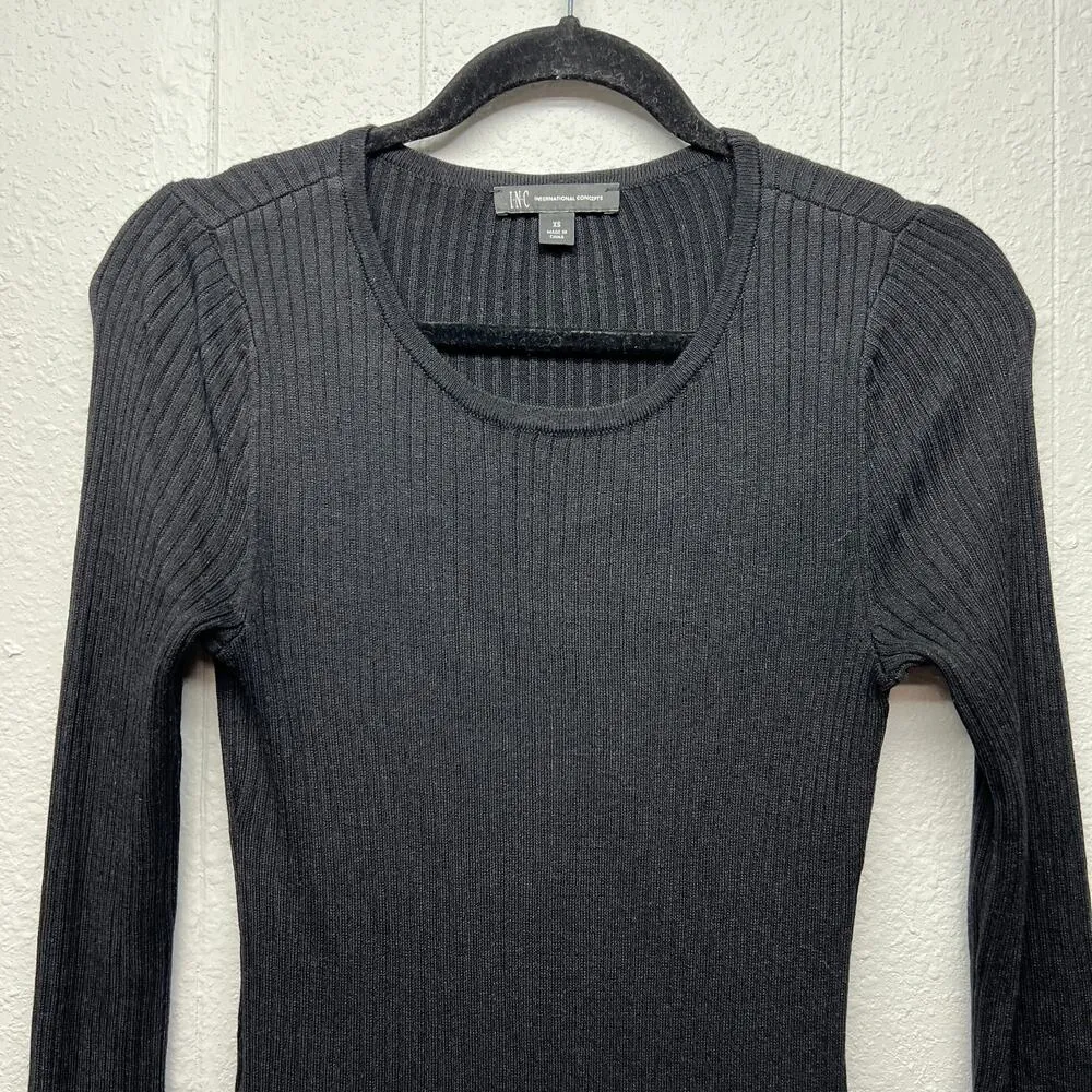 INC Ribbed Rhinestones Sweater Womens XS Stretch Long Length Party Evening Date - Image 3