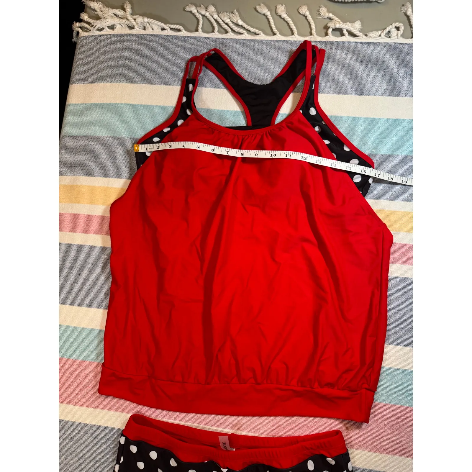 NWOT Yonique Red Polka Dot Boy Short Tankini - Image 8