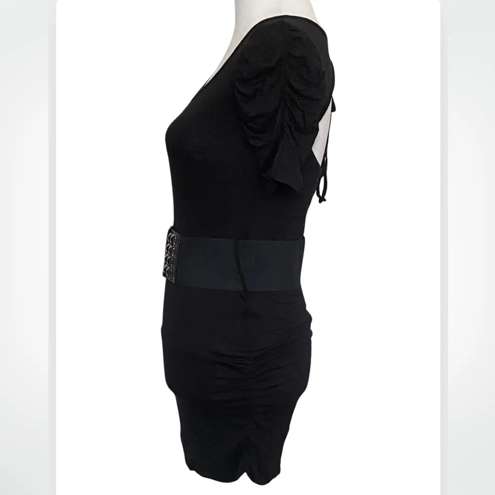 BODY CENTRAL Black Removable Studded Belt Mini Dress Small - Image 3