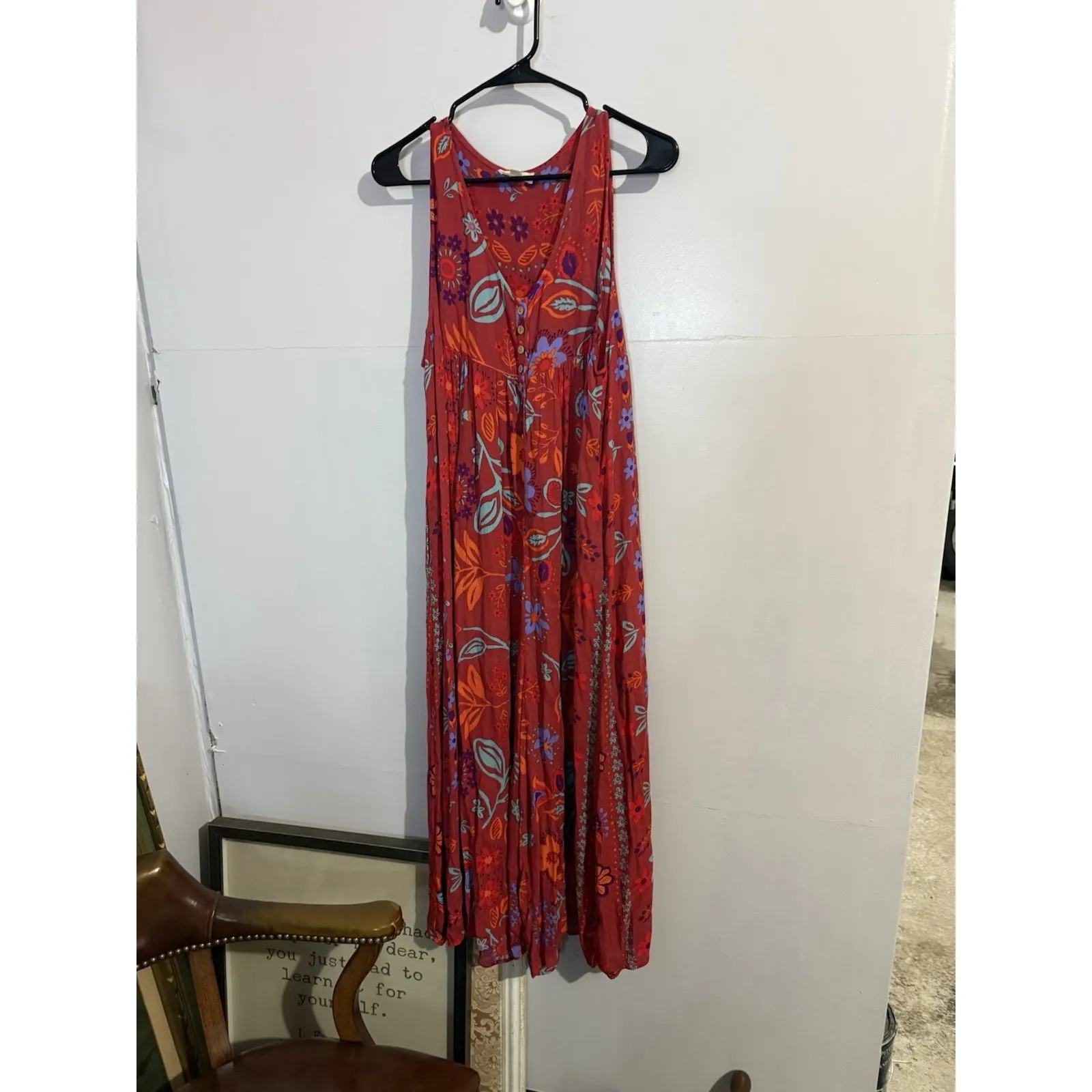 Easel Women's Boho Hippie Floral Paisley Red Print Gaucho Wide Leg Romper Size M - Image 2