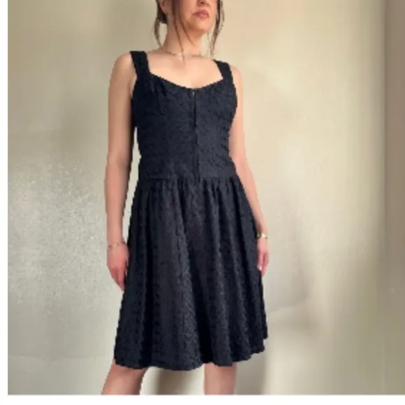 Nanette Lepore Mambo Bustier Black Eyelet Lace Sleeveless A-Line Party Dress#S - Image 3