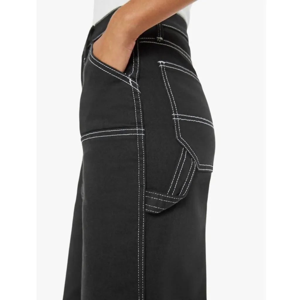 Mother Black Double Knee Bee's Knees Stud Finder Sneak Jeans White Lines Size 32 - Image 10