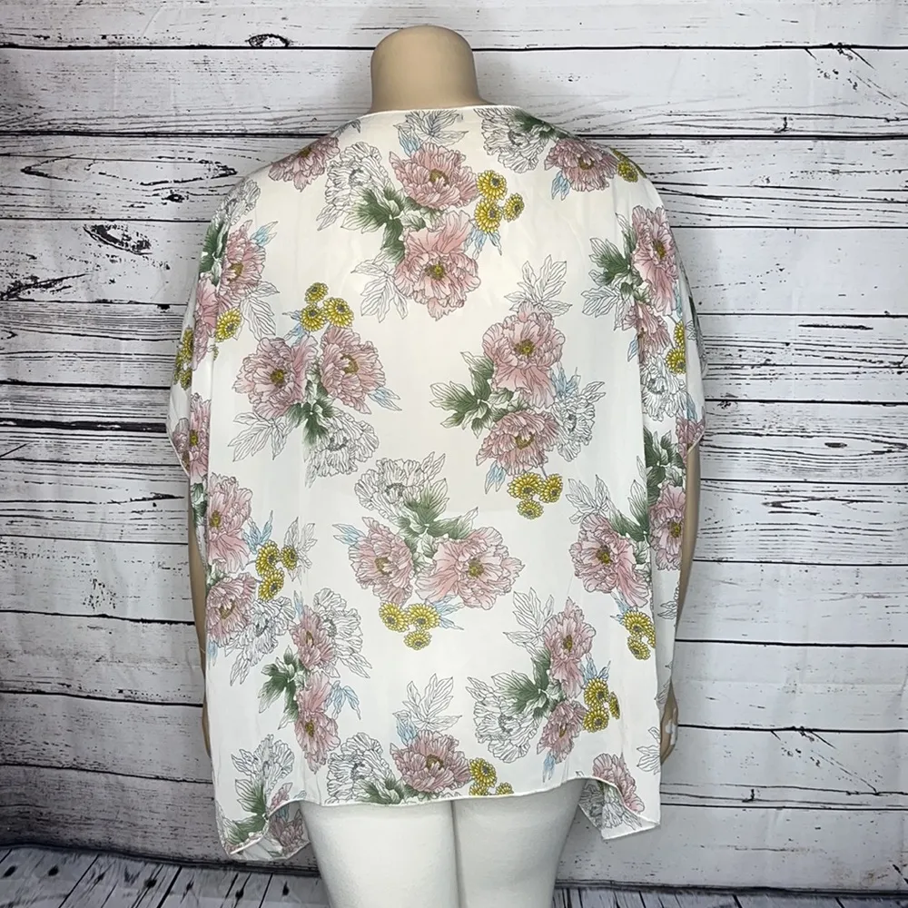 Simplicity by Azul Size 2X Floral Open Front Oversized Kimono Cardigan Cover-Up - Image 4