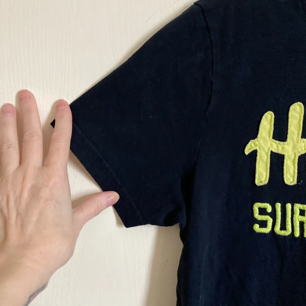 Hollister Navy with Yellow “Hollister, Surf Hunters” Short Sleeve Shirt #MBG - Image 5