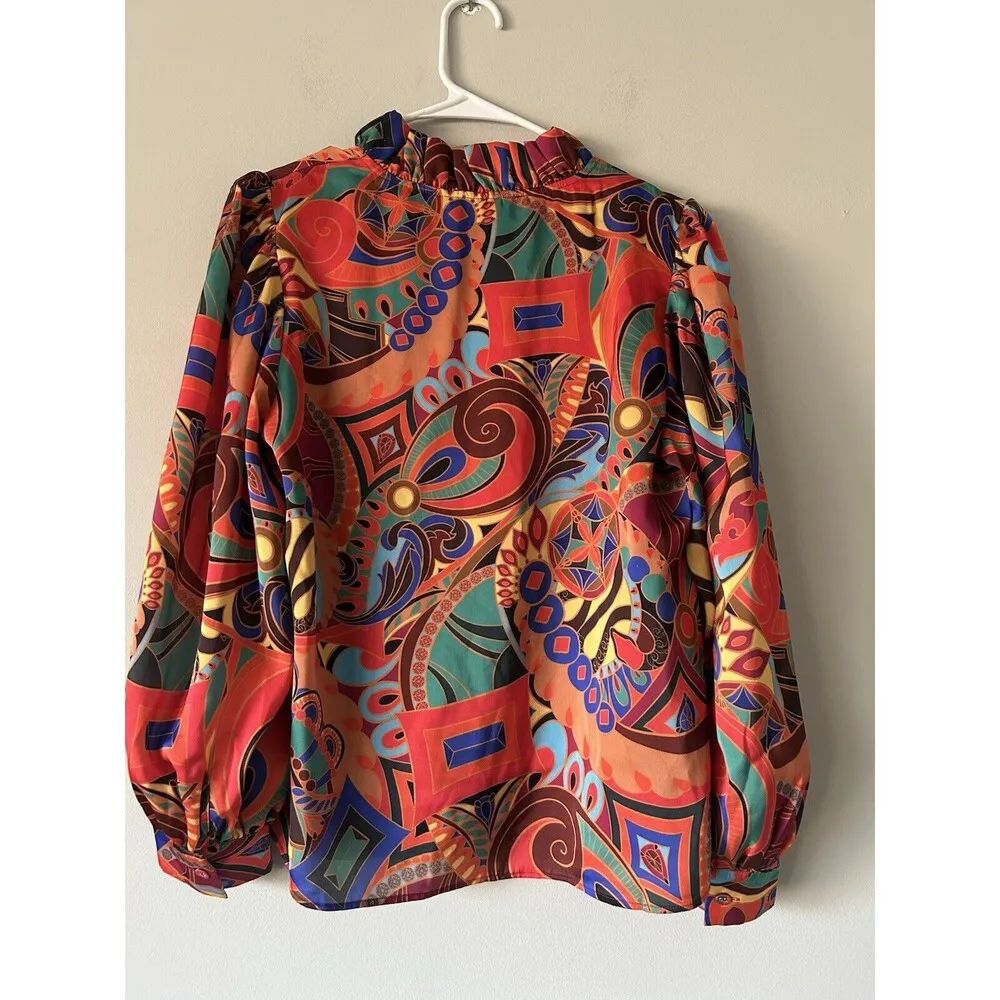 Alden Adair Phoebe Top in Jewel Box Size Medium New Artsy Boho Hippie Vibes Orange - Image 2