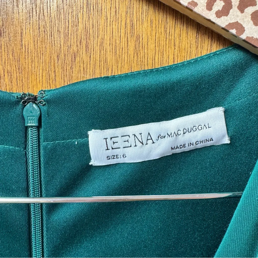 Ieena Mac Duggal V-Neck Long Sleeve High Slit Gown Maxi Dress Emerald Green 6 - Image 12