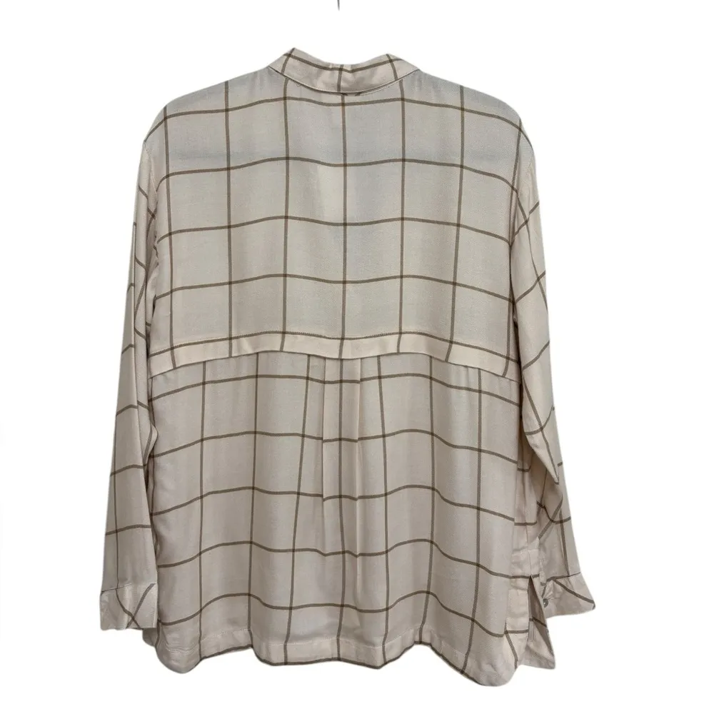 NWT J. Jill Brushed Twill Pleated Shirt Tunic in Bisq Multi Plaid - Size S Pet. - Image 3