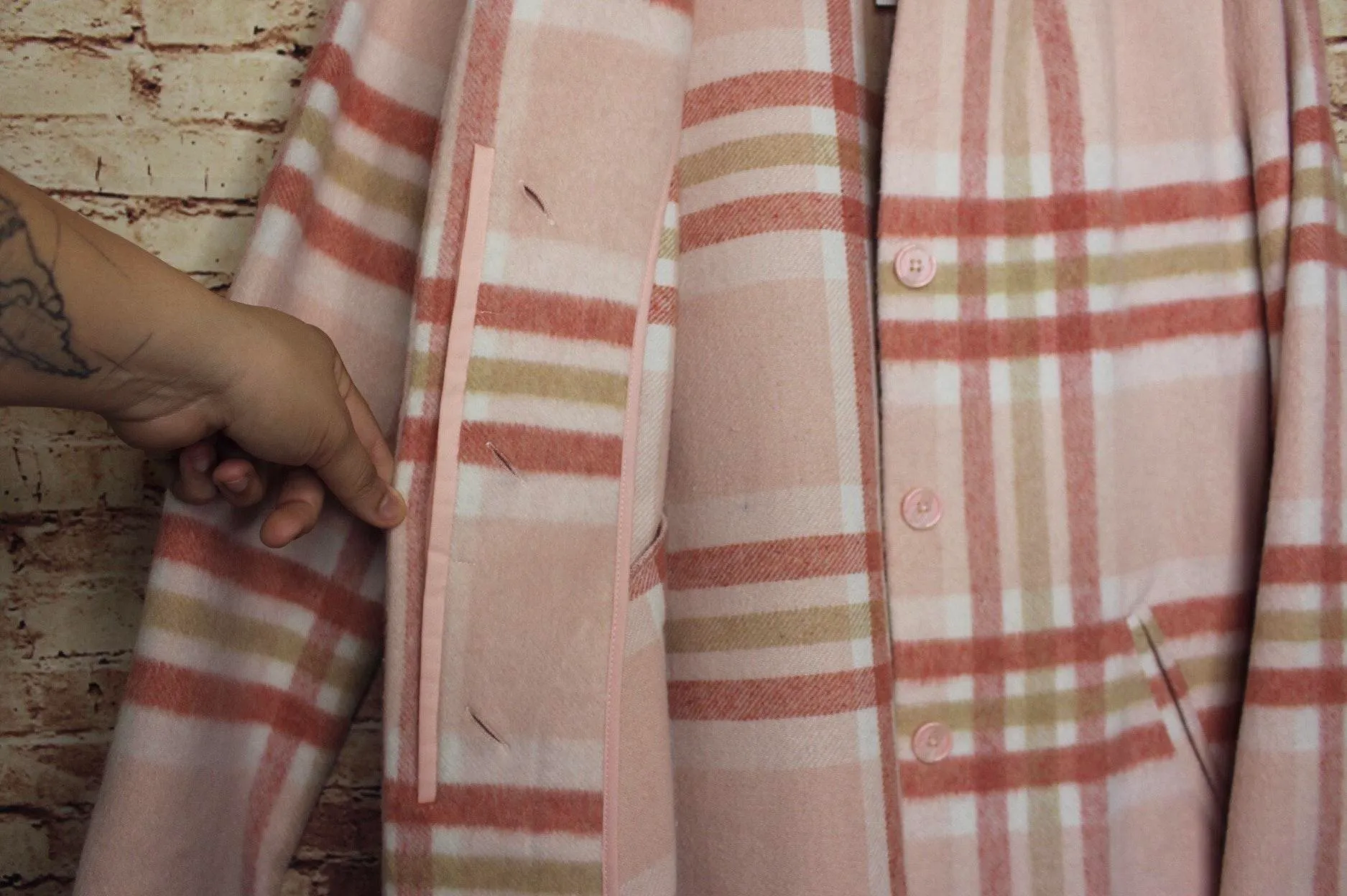 ELLE | Top Notch Pink Plaid Car Coat - Image 7