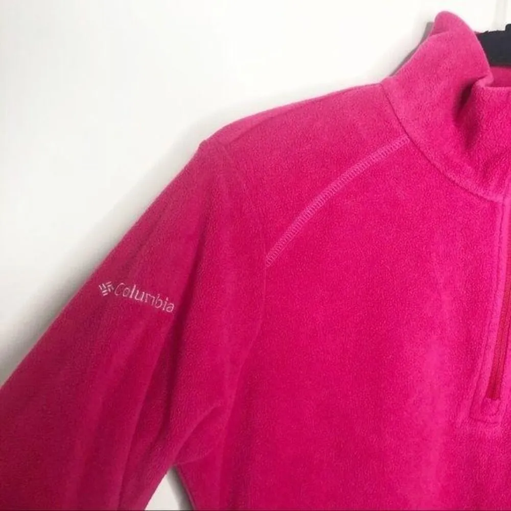 Columbia Quarter Zip Fleece Pullover Sweatshirt Top Bright Pink Half Zip - Image 4