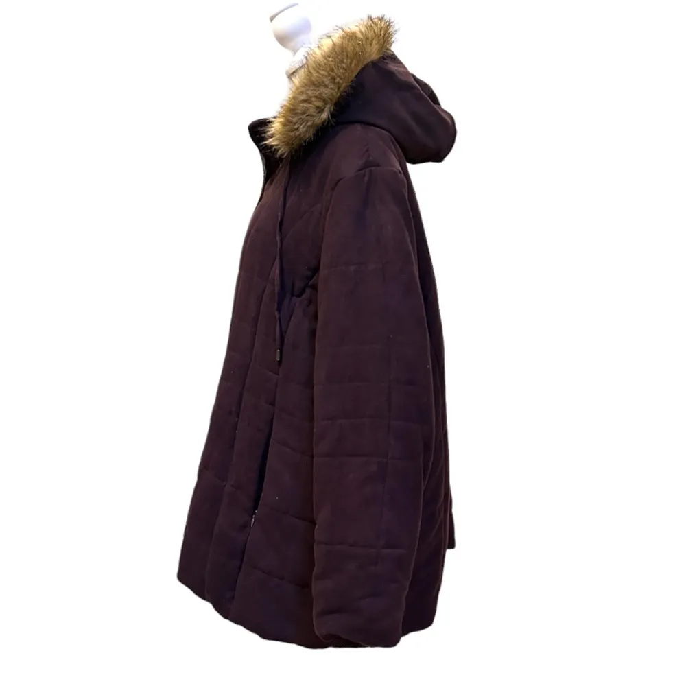 WOMAN, double zipper coat, detachable faux fur hood, plus size 1X - Image 6