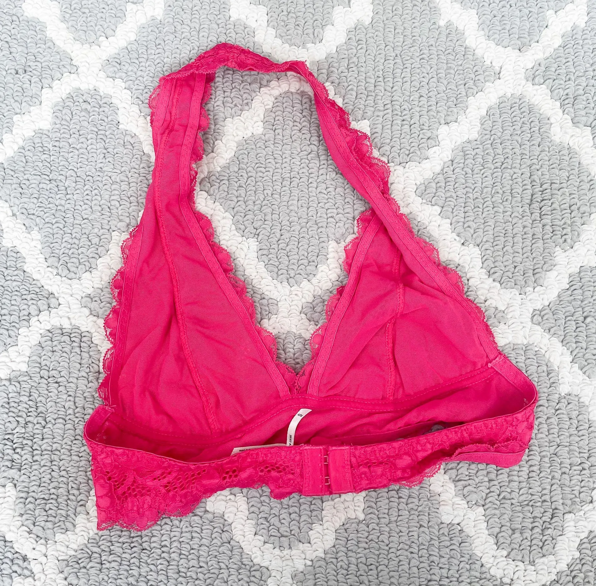 Hot Pink Lace Halter Bralette - Image 2