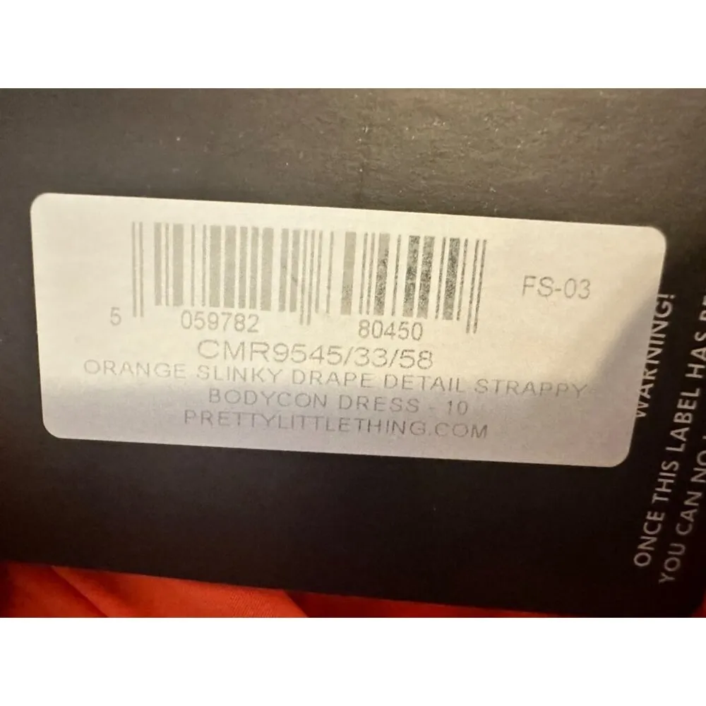 Pretty Little Thing orange slinky drape detail strappy bodycon dress NEW US 2/ U - Image 6