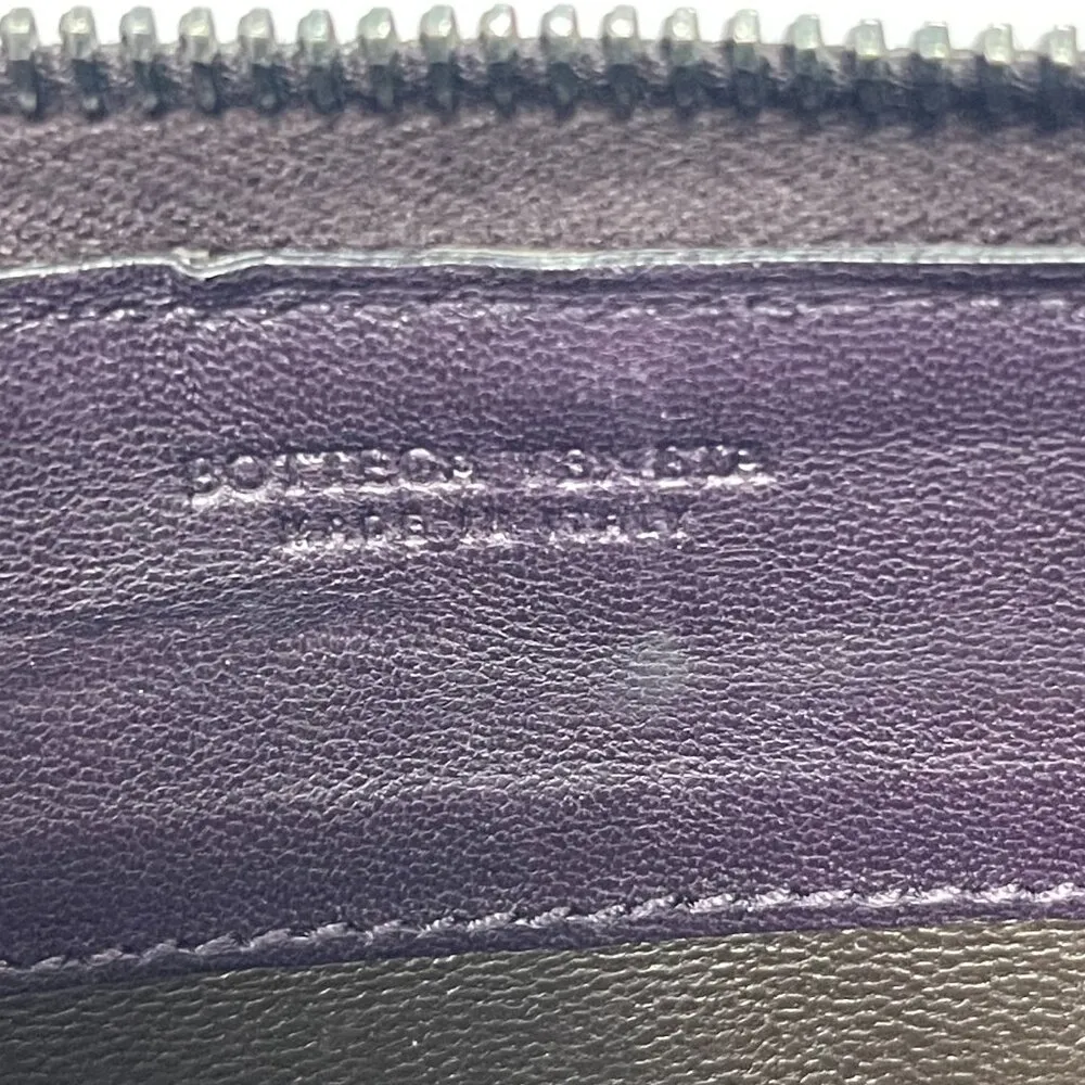 BOTTEGA VENETA Intrecciato Lambskin Leather Zip Wallet - Purple - Preowned - Image 11