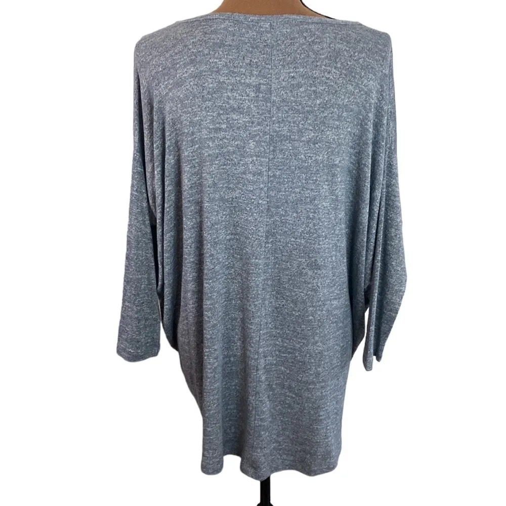 LOGO by Lori Goldstein Heather grey oversized boatneck 3/4 sleeve pockets sz S - Image 2