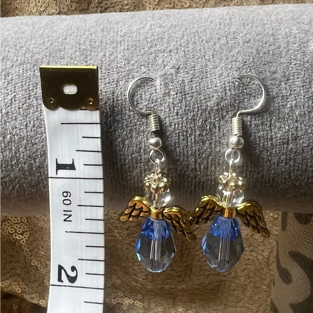Angels 👼 Earrings Hand Made 2 Pair Black/Blue Black - Image 4