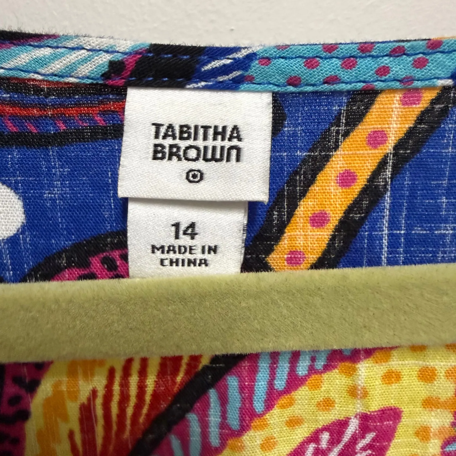 Tabitha Brown Dress Size 14 Blue Floral Polka Dot Tiered M Short Sleeve Maxi - Image 5