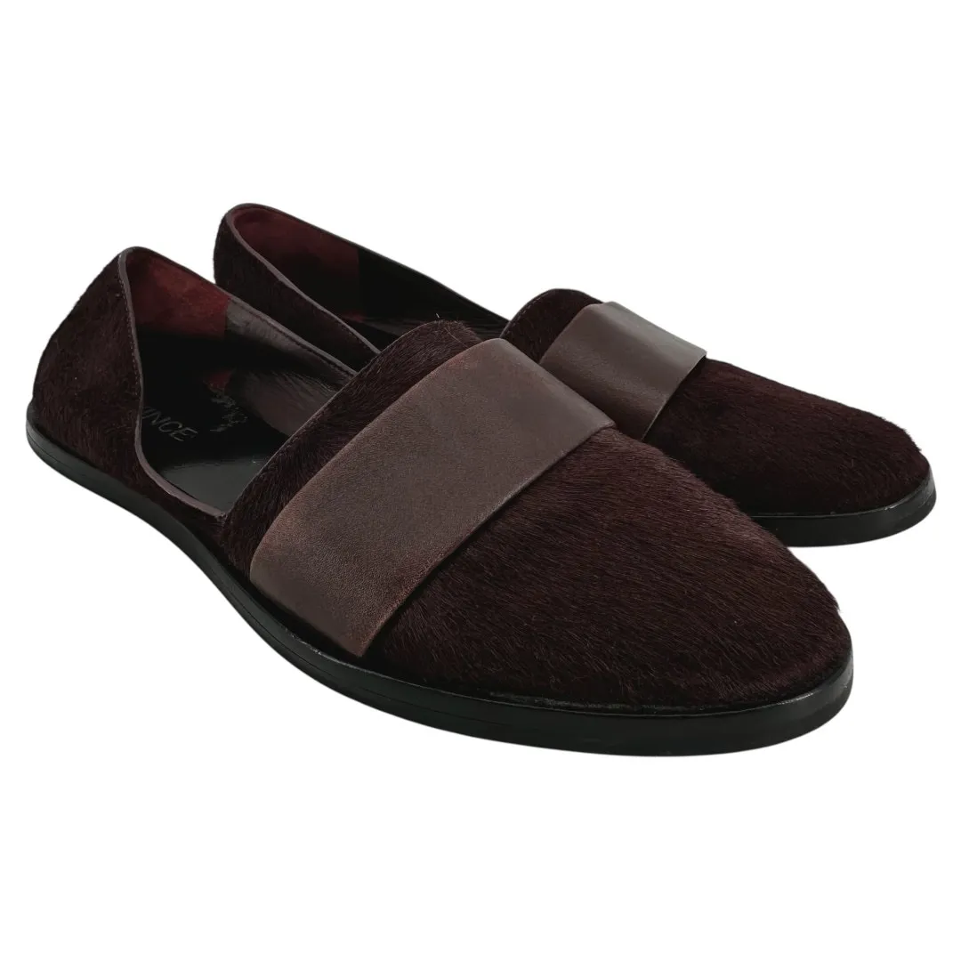 Vince Mason Calf Hair Flat Loafers Shoes Slip On Almond Toe Red Burgundy 5M - Image 2