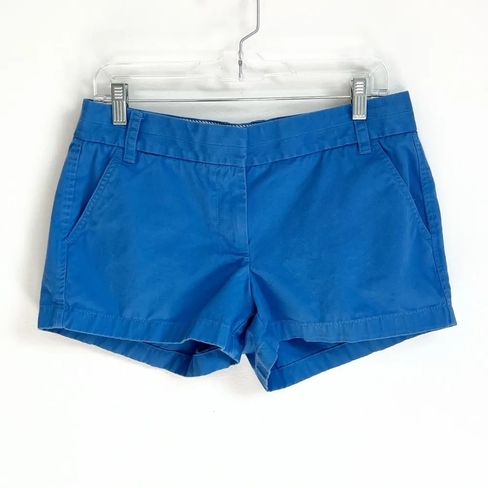 J. Crew Broken In 100% Cotton Chino Shorts 3” Inseam Solid Blue Women’s Sz 8 - Image 3