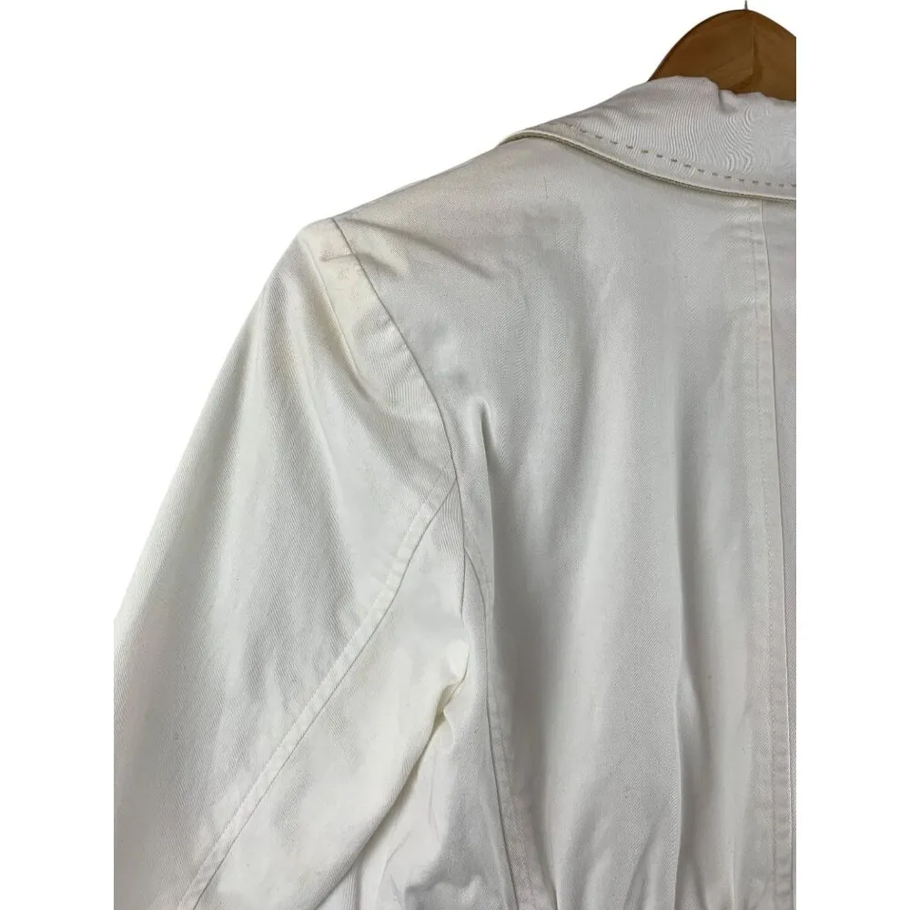 Joan Rivers Womens XS Blazer Jacket White With Taupe Cuffs Made In China - Image 5