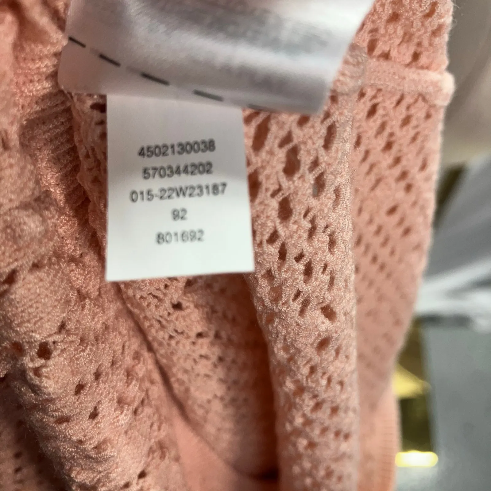 New White House Black Market Crew Neck Womens M Pink Open‎ Knit Crochet Sweater - Image 16